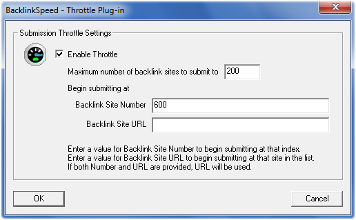 BacklinkSpeed Throttle Plug-in, Submit Backlinks